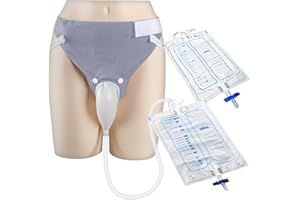 YOOGUSTO Wearable Urinal Collector with Reusable Silicone Urine Catheter Bag (2000ml & 1000ml), Portable External Catheter Urine Bag for Elderly Men Grey