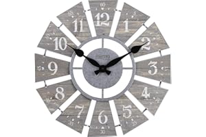 FirsTime & Co. Gray Numeral Windmill Wall Clock, Large Vintage Decor for Living Room, Home Office, Round, Plastic, Farmhouse, 24 Inches
