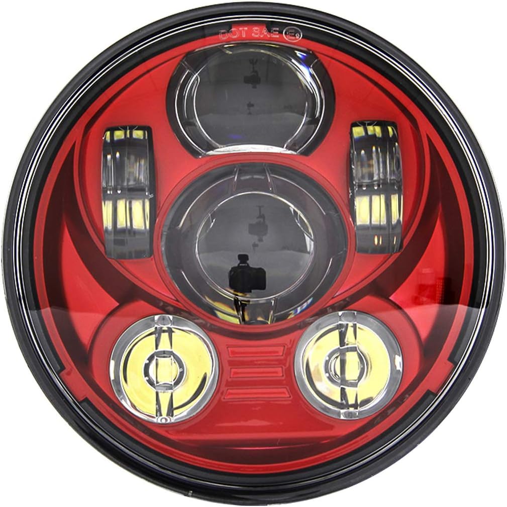 SKUNTUANG 5.75 Inch Red Projector Motorcycle Headlight (5.75'headlight)