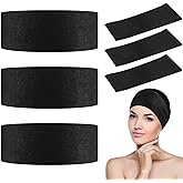 PINKXHY 128 Pieces Disposable Spa Facial Headbands Stretch Non Woven Facial Headbands Soft Skin Care Hair Band with Convent Closure for Women Girls Salons Esthetician Supplies, Black Large