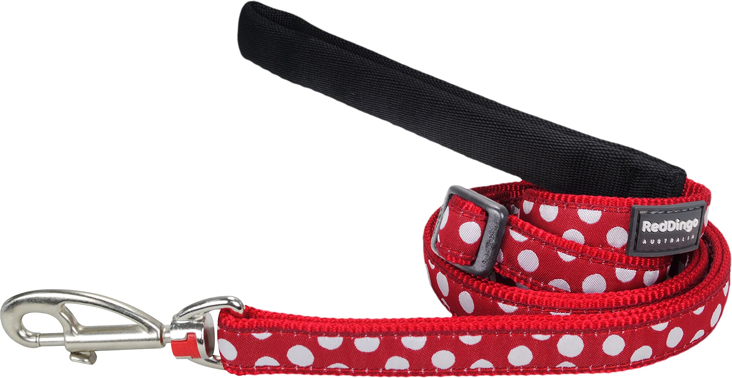 Red Dingo Lead, White Spots on Red, 20mm