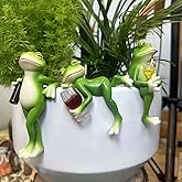 Lgkxn Set of 3 Tipsy Frog Figurines Plant Hangers Decorations for Pots, Miniature Frog Statue Outdoor Women Gifts Frog Garden Decor Planter Pot Hugger for Flower,Yard,Lawn Ornament