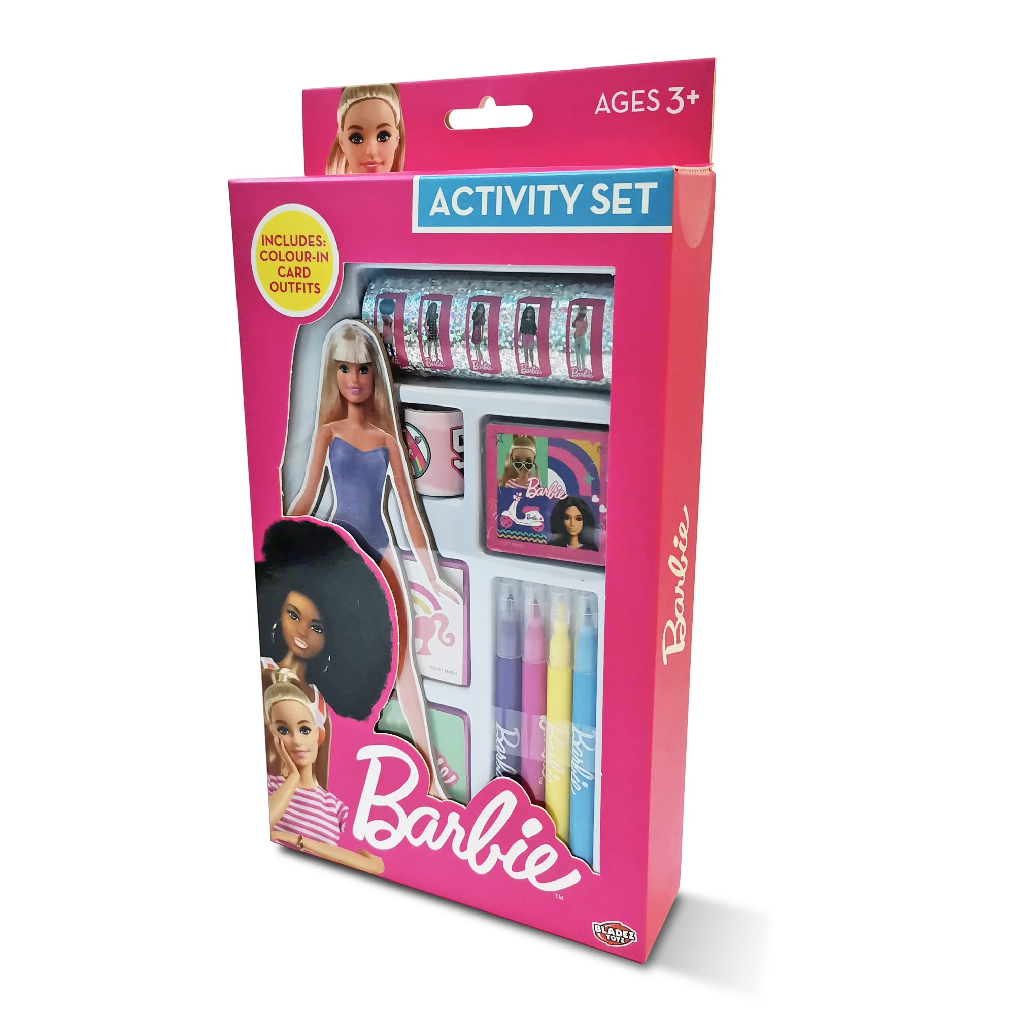 BLADEZ Barbie Activity Set, Arts and Crafts, Licensed Stationary Set with pens and Stickers, 150+ Pieces, Creative Maker Kitz Toyz, Pink/Mixed