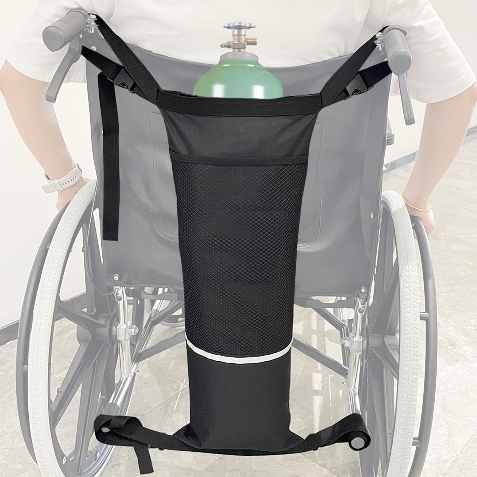 MUROCEA Oxygen Cylinder Bag for Wheelchair & Knee Scooter - O2 Tank Carrier Carry Pouch Holder for D and E Cylinders Bottle, 600D Oxford & Portable (26" L*9.4" W)