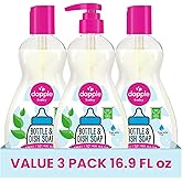 Dapple Baby Fragrance Free Bottle & Dish Soap - (3 Pack) 16.9 fl oz - Cleans Baby Bottles, Sippy Cups, Pacifiers, Breast Pump