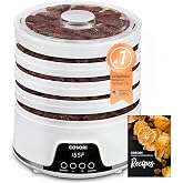 Cosori Food Dehydrator, 5 BPA-Free Trays, 165&deg;F Temperature Control, 350W | Expandable to 7 Trays, 48H Timer, for Jerky, Fruit, Herbs, Meat, Veggies and Dog Treats, 50-Recipes Book Included, White