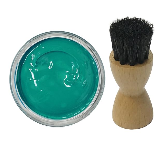 Famaco GREEN MENTHE Shoe Cream Polish 50ml & Famaco Application Brush