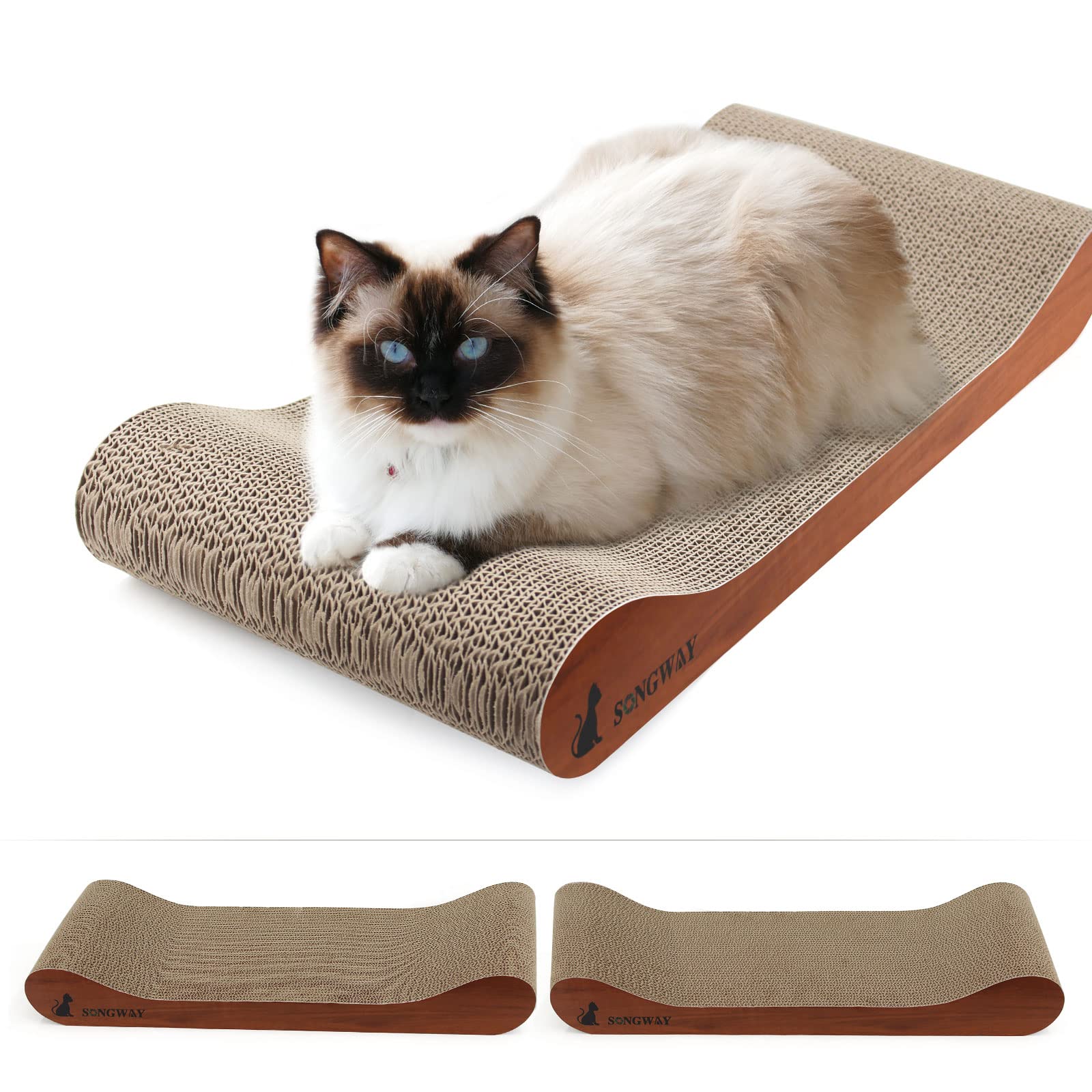 SONGWAY 大型猫爪とぎ ぽっちゃり猫 爪研ぎ つめとぎ 大きい サイズ ねこ段ボール 強化 ダンボール 高密度 ガリガリ 頑丈 2個セット商品画像