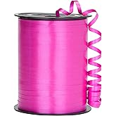 OMISELIO Hot Pink Ribbon, 500 Yard Dark Pink Curling Ribbon, Curling Ribbon for Gift Wrapping, Rose Red Curly Ribbon, Balloon String, Balloon Ribbon, 3/16" Gift Ribbon for Baby Shower, Anniversary