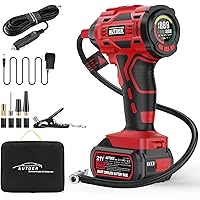 AUTDER Tire Inflator Air Compressor, 21V Battery-Powered Air Pump, 180PSI Pistol-Shaped Handheld Tire Pump with Digital Press
