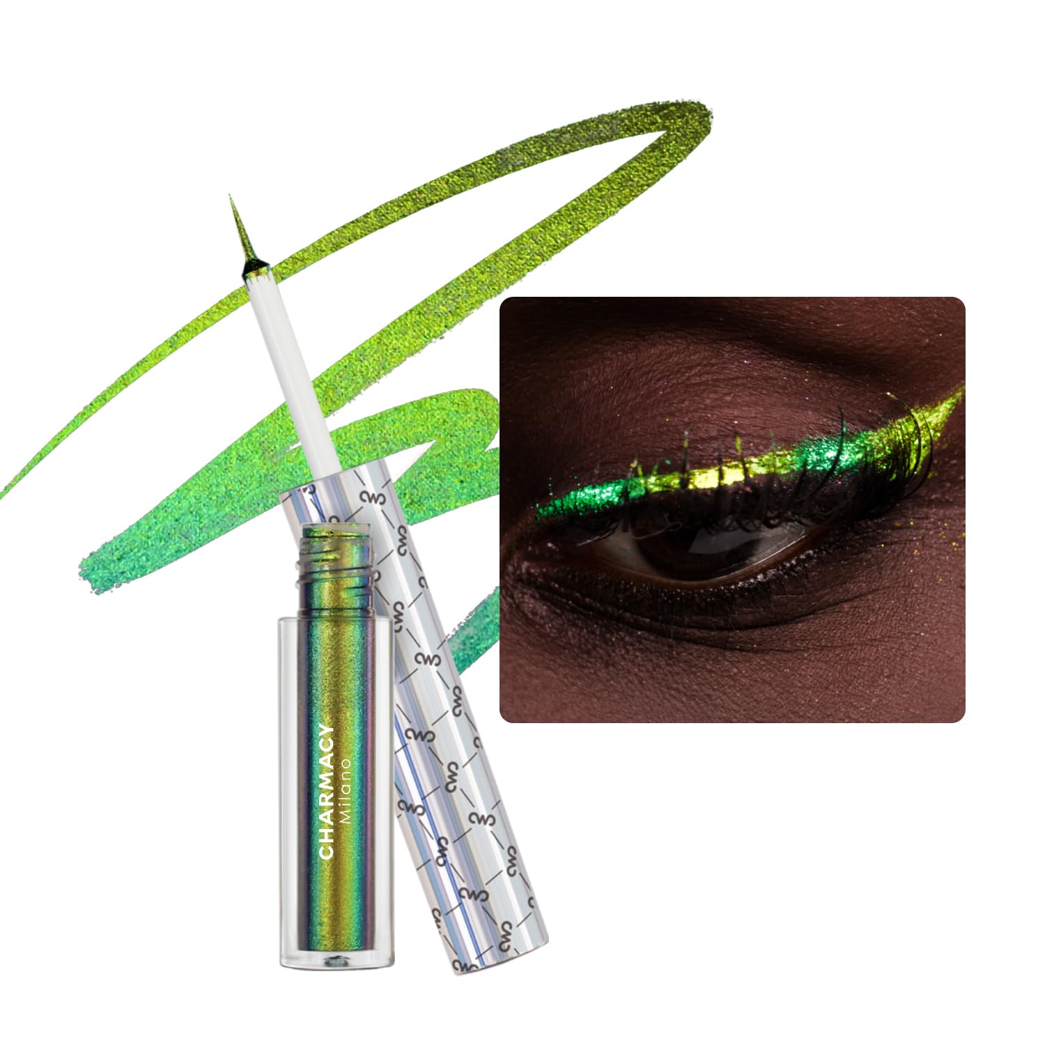 CHARMACY Chameleon Eyeliner Liquid Liner, Glitter liquid eyeliner waterproof, Metallic Intense Color Shifting Colorful Eyeliner, Long wearing,Ultra-Fine Tip Smudge-proof,YELLOW GREEN INDIGO 906 — image 1
