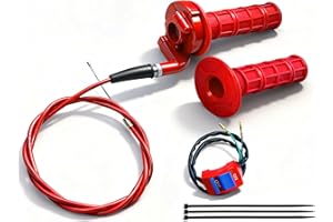 YRHHBYH 7/8 22mm Twist Throttle Accelerator Handle Grips for Pit Bike Mini Bike Throttle Cable Kit 4-Stroke Dirt Bike Pocket Bike for 50cc 90cc 110cc 125cc150cc 200cc 250cc (Red)
