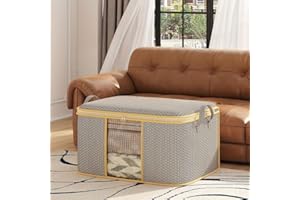 Comforter Storage Bag with Zipper, Stackable Clothes Storage Bins with Clear Window and Carry Handles, Space Saver Organizers