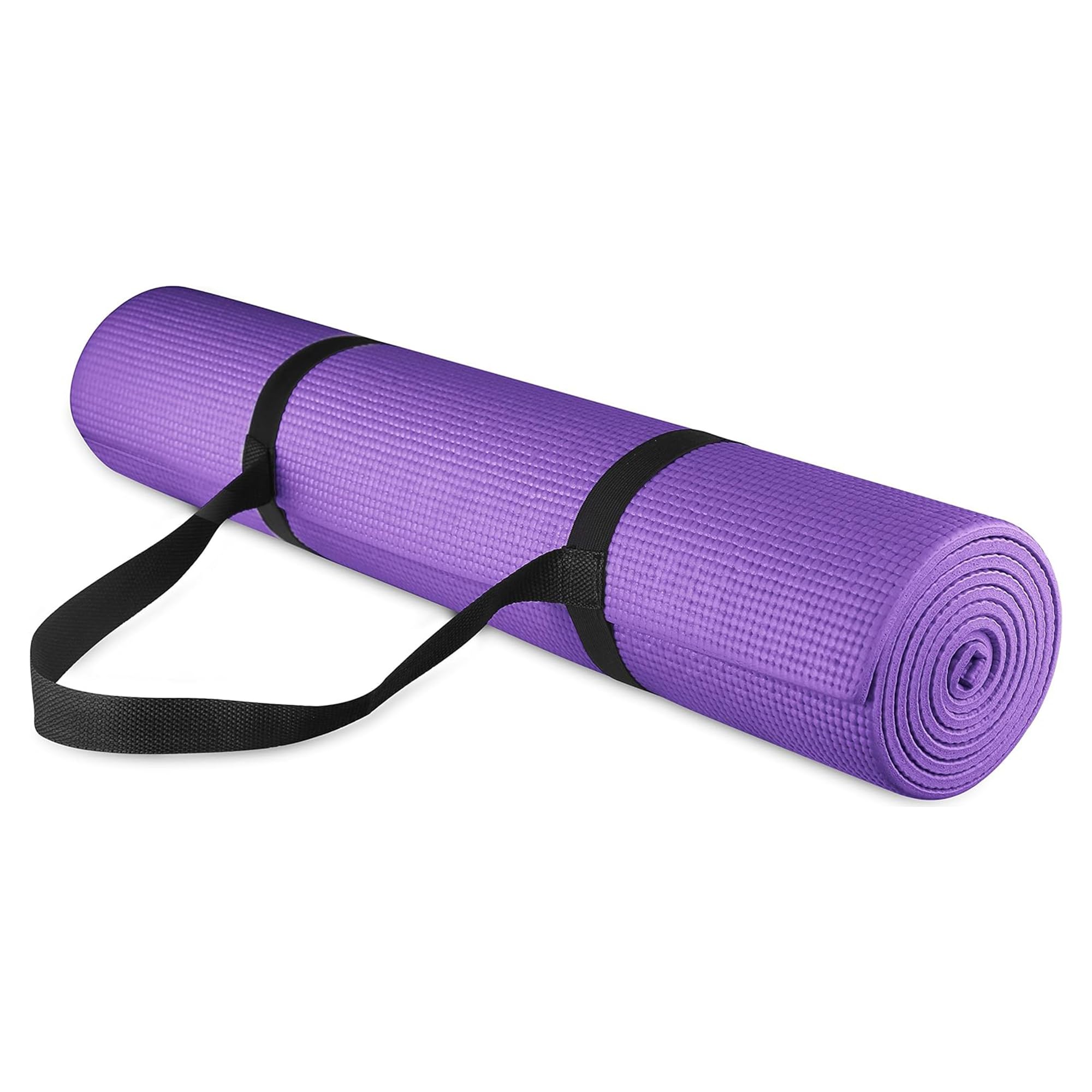 BalanceFrom GoYoga All Purpose High Density Non-Slip Exercise Yoga Mat with Carrying Strap, 1/4", Purple