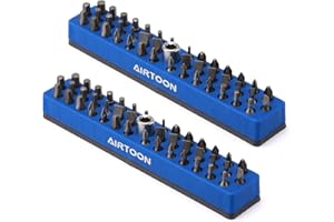 AIRTOON 2PCS 1/4" Magnetic Hex Bit Holder, 43 Holes Bit Storage with Strong Magnetic Base, Magnetic Screwdriver Bit Organizer