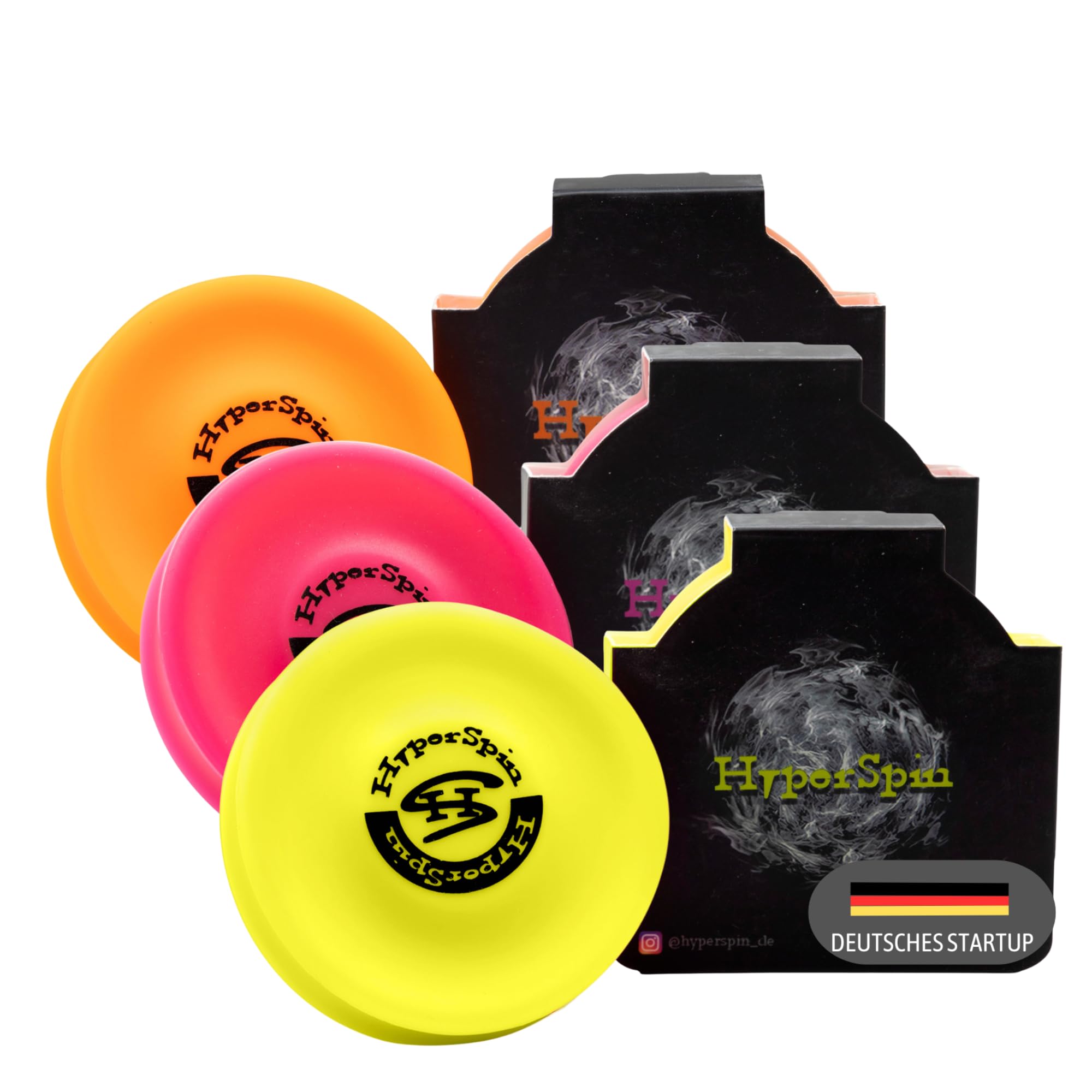 HYPERSPIN Mini frisbee - flies over 60 metres - trendy sports, outdoor toy made of silicone, the small neon throwing disc is the new fun sport small and fits in any trouser pocket (set of 3)
