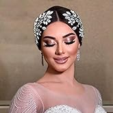 WONRLUA 2 PCS Rhinestone Headband, Elegant Wedding Headpiece for Bride, Sparkling Bridal Hair Accessories