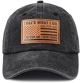 That's What I Do I Fix Stuff and I Know Things Hat for Men, Adjustable Cotton Leather Patch Papa Baseball Cap