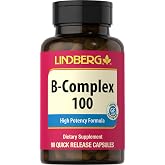 Lindberg B Complex Vitamins 100 mg | 90 Capsules | High Potency Supplement for Women and Men | with B1, B2, B6, B12, and Folate | Vegetarian, Non-GMO, Gluten Free