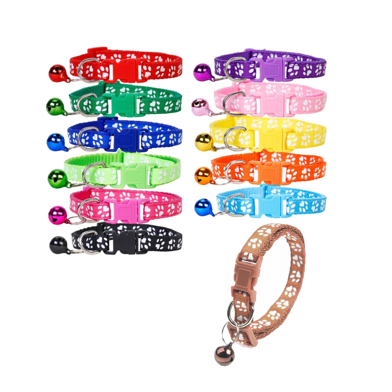 LIANRISES 12pcs Puppy Collars Whelping 19-31cm Whelping Collars Puppies Kitten Collars Puppy Dog Collar Breakaway Dog Collar with Bells Quick Release Buckle Adjustable Safety Collars