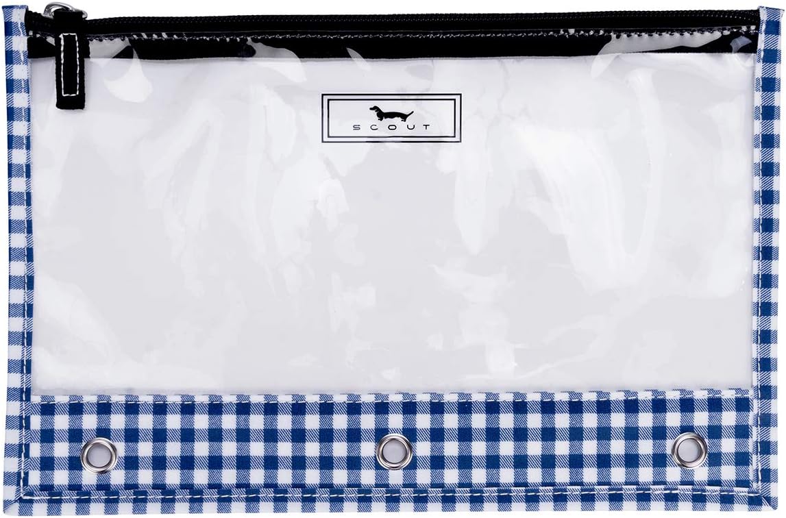 SCOUT Binders Keepers Clear Pencil Pouch for 3-Ring Binders, Brooklyn Checkham