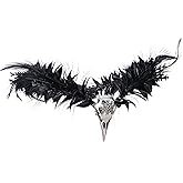 MOSTORY Gothic Black Feather Crown - Witch Headpiece Elf Raven Headband Fairy Circle for Witch Outfit Renfaire Halloween Cosplay Dark Wedding Renaissance Costume Women