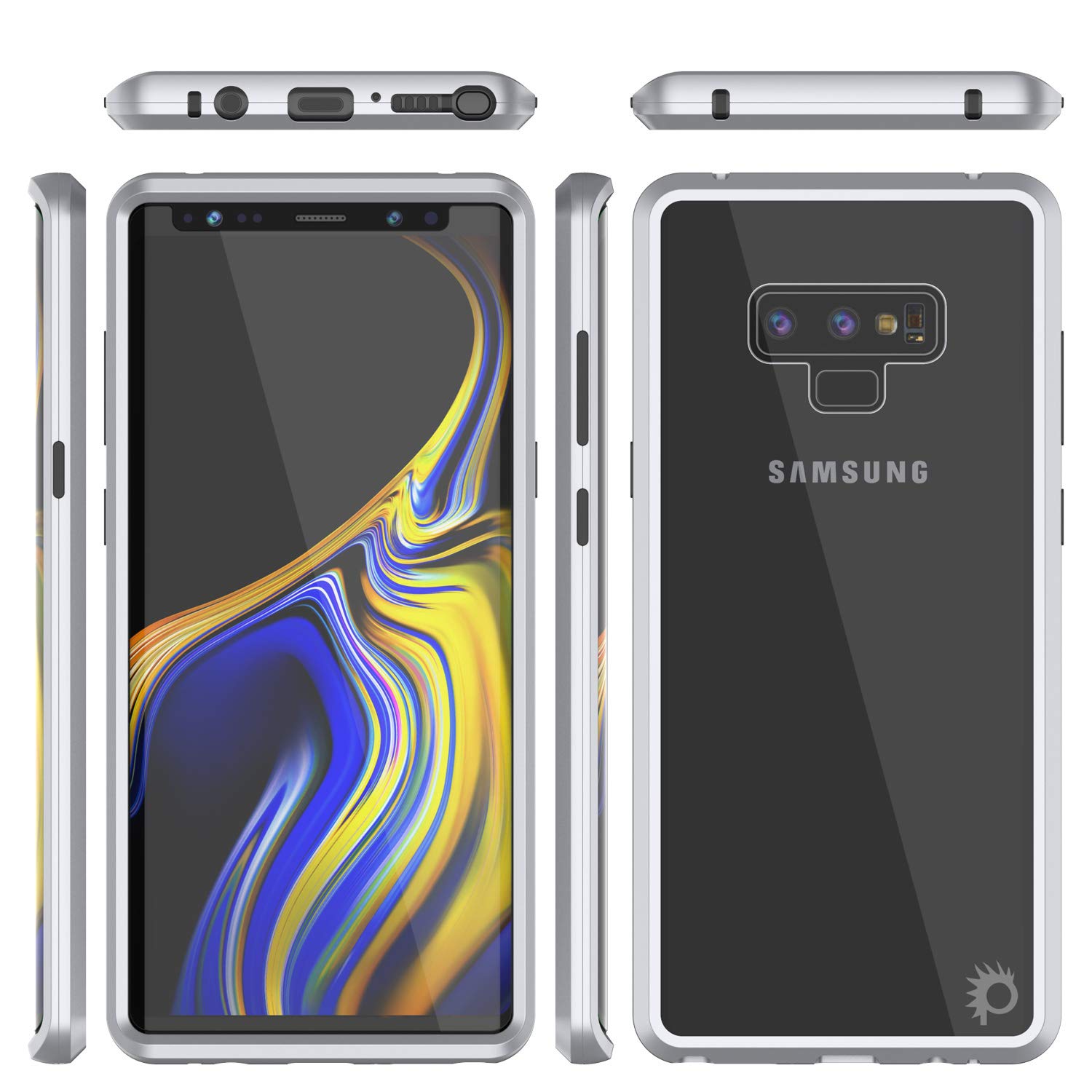 Note 9 Case, Punkcase Magnetic Shield, Protective Metal Frame Cover W/TPU Layer | 9H Tempered Glass Back + Screen Protector | Easy Slip On & Off Design Compatible W/Samsung Galaxy Note 9 (Silver)