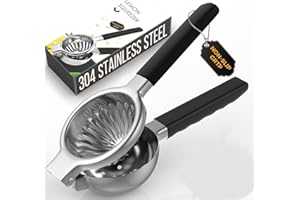 Oillase Stainless Steel Lemon Squeezer - Metal Citrus Juicer - Lime Lemon and Fruit Juicer with Silicone Handles - Large Manu