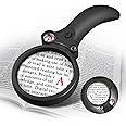 Magnifying Glass for Reading, 60X 30X 15X 6X Lighted Handheld Magnifier with 4 LED Lights 1UV Light for Seniors Reading, Inspection, Coins, Jewelry (Black)