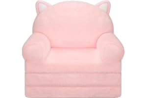 MONKISS Kids Couch, Comfy Toddler Chair, 2 in 1 Fold Out Kids Sofa to Lounger, Baby Sleeper Chair, Toddler Furniture, Birthday Gifts for Girls, 18+ Months, Pink
