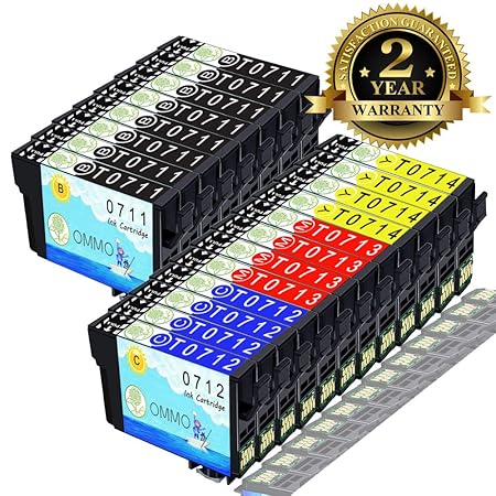 20 Druckerpatrone T0711 Kompatibel mit Epson Stylus DX7450 DX8400 DX8450 DX5050 SX410 SX100 SX218 DX4450 DX6000 DX7400 DX4050