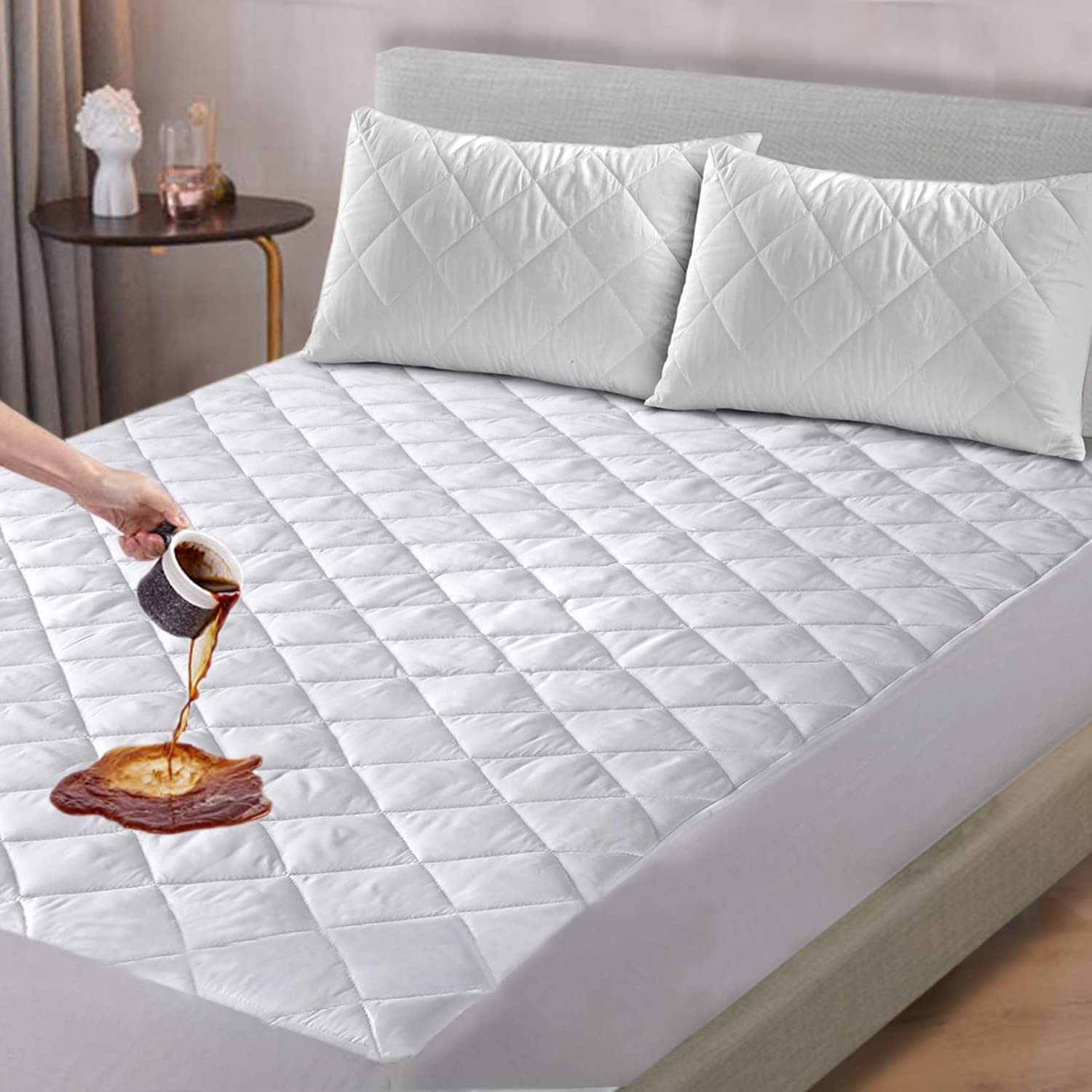 Cotton Comfort Bedding Waterproof Mattress Protector Super King 4-Layer Quilted Super King Mattress Protector With 30cm Deep Pockets Ultra Soft & Breathable Waterproof Mattress Cover