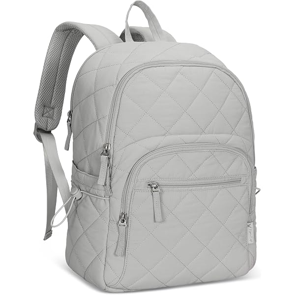 Elegant Gray Quilted Backpack large quilted work & travel backpack | padded laptop pocket  main image 2