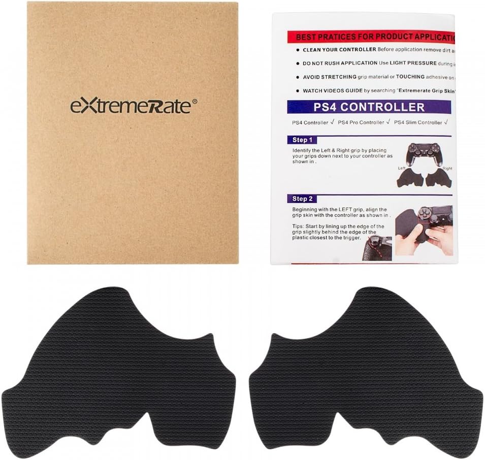 eXtremeRate Black Anti-Skid Sweat-Absorbent Controller Grips for ps4 Controller - Image 3