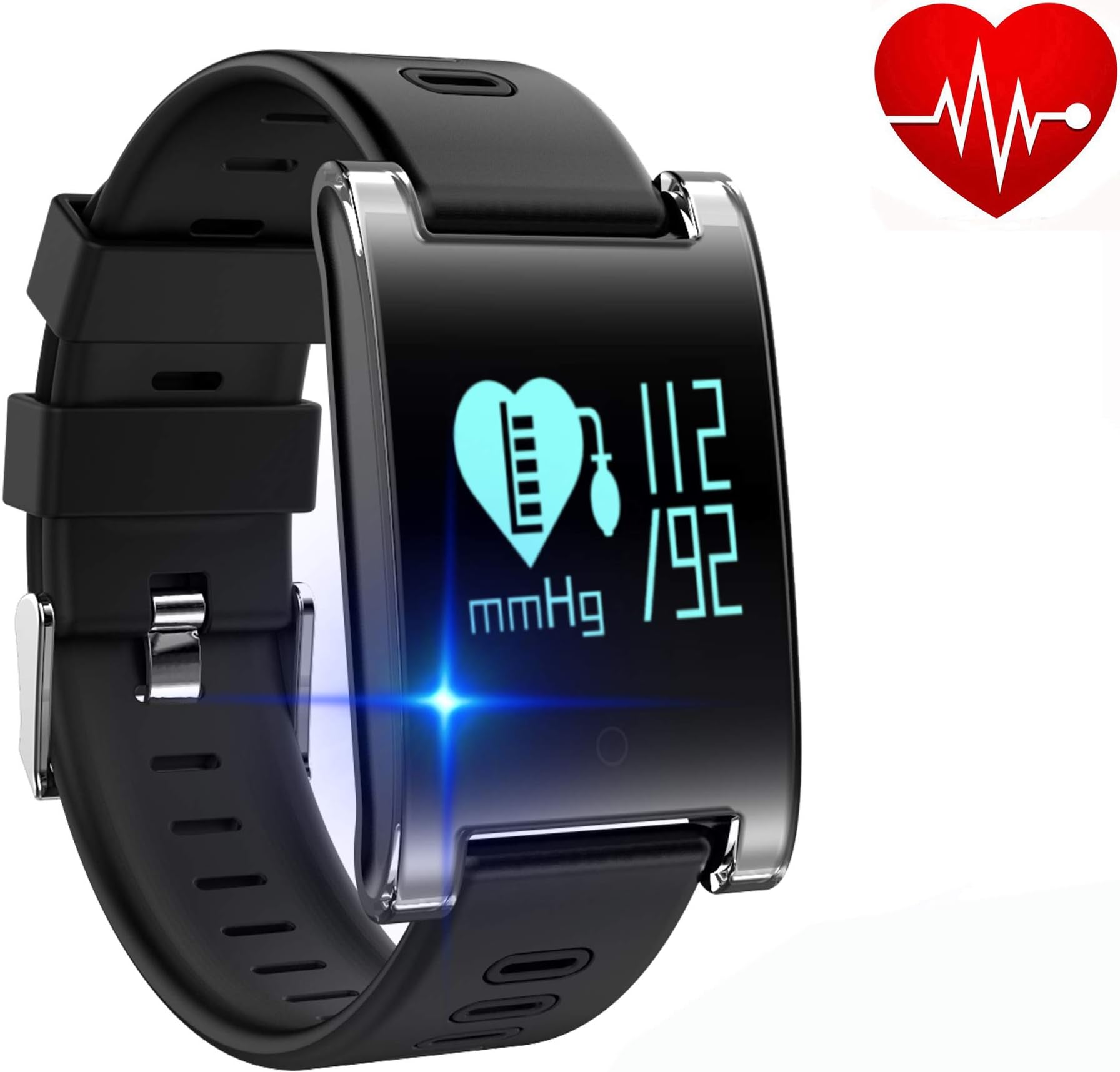 Kingkok Blood Pressure Monitor Touch Screen Personal Fitness Tracker Waterproof Pedometer Heart Rate Activity Tracker Watch