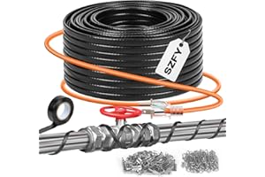 SZFY 3FT~160FT Heat Tape for Water Pipes, -40°F Deicing Heat Tape,Thermostat Wire,Heating Cable Pipe Heating Cable,Heat Tape with Thermostat,Gutter Heat Cable,Heated Water Hose,120V 8W/ft (100FT)
