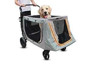 ZHUOKECE Dog Stroller for Extra Large Dogs, Pet Stroller for 2-3 Dogs Up to 200lbs, Dog Carriage Dog Wagon with Adjustable Handle,Travel Folding Carrier Animal Stroller (Green)