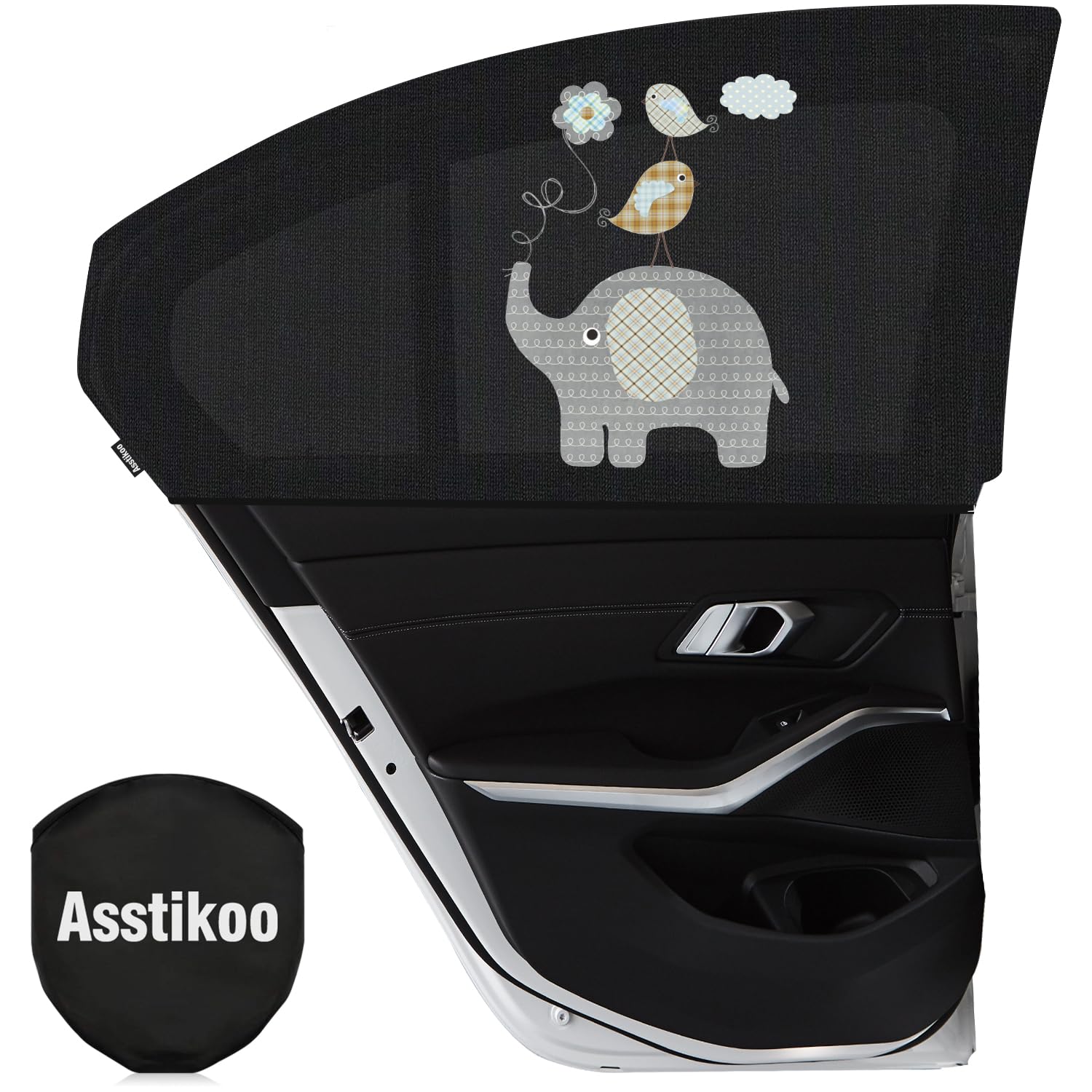 Asstikoo Car Window Shades for Baby, Car Sun Shades with UV Protection, Universal Fit Stretchable Side Window Sunscreen Sun Shades, Rear Window Shades For Kids (2 Pack)(55 * 100cm)