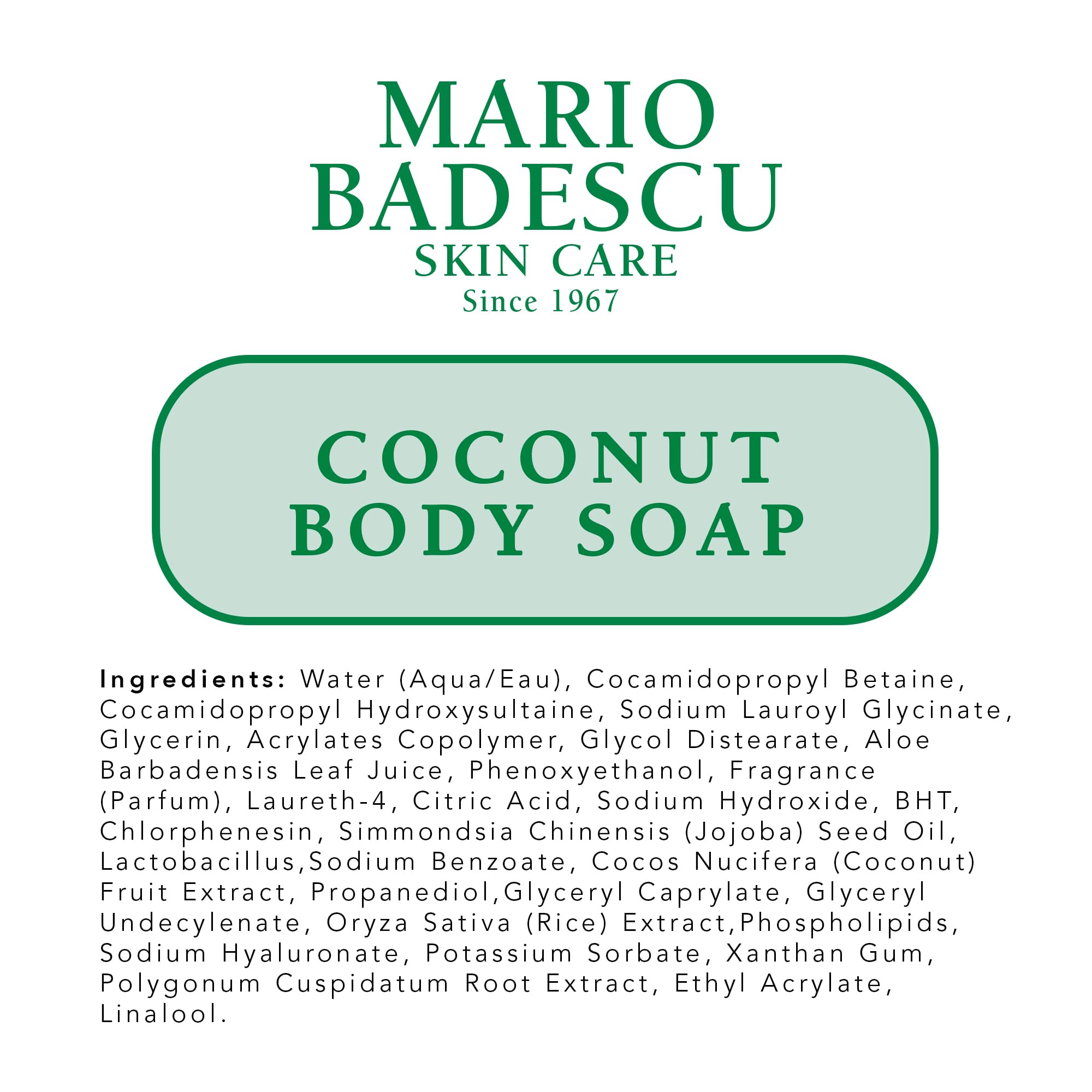 Mario Badescu Coconut Body Soap for All Skin Types | Moisturizing Shower Gel Body Wash for Women and Men That Cleanses Skin | Formulated with Coconut Fruit Extract & Jojoba Oil | 8 FL OZ