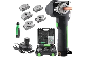 Rogvoc Electric Flaring Tool Kit 1/4" - 3/4" HVAC Power Flaring Tool, 5 Sizes Clamps 45 Degree Eccentric Copper Tube Flare Gauge Set, with 2200 mAh Powered for Copper Aluminum Pipe