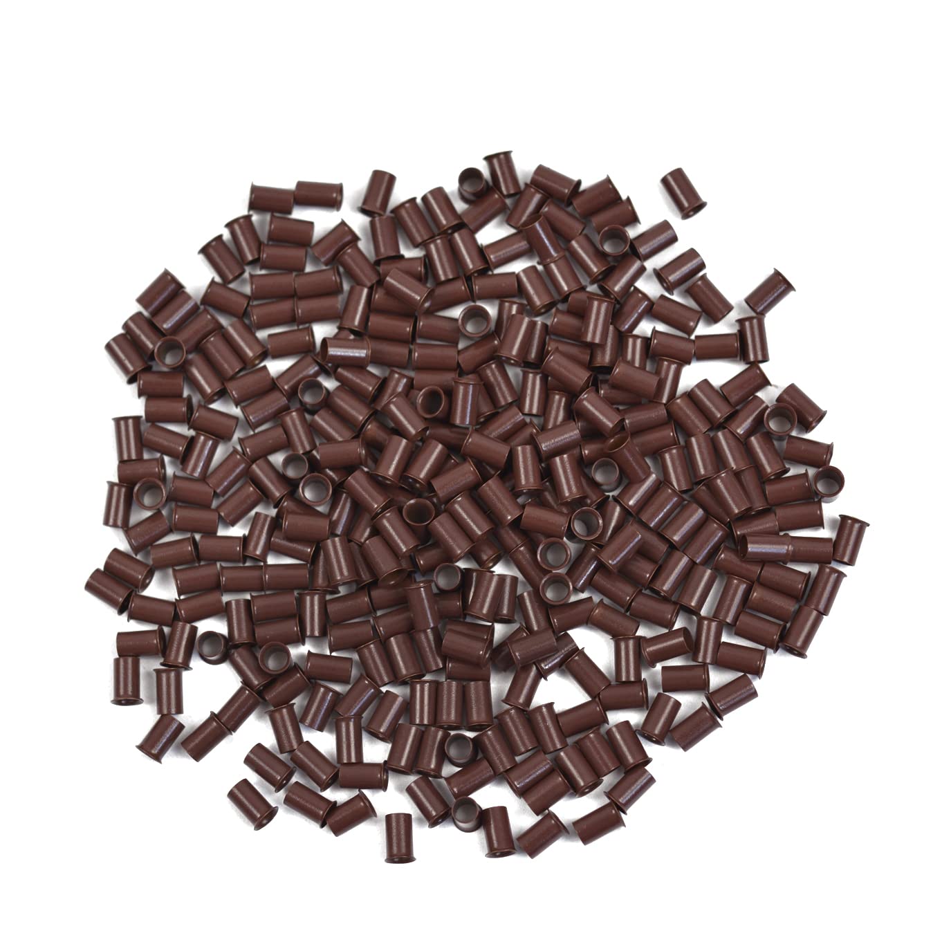 500 Pcs 3.4 mm Micro Link Ring Copper Tubes Beads Non-Silicone Micro Link Beads for I-Tip Hair Extensions (Brown)