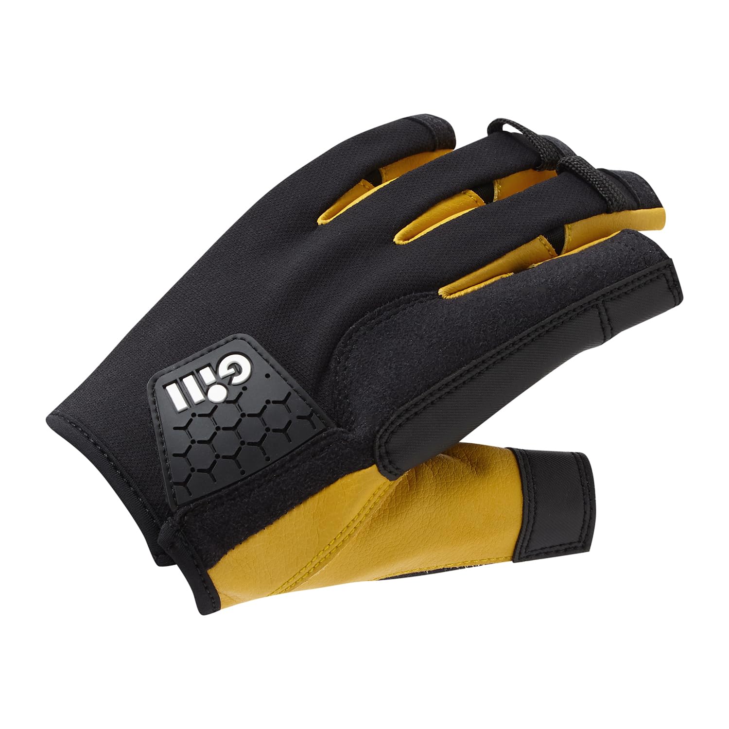 Gill Pro Sailing Gloves - Short Finger with 3/4 Length Fingers for Boating, Dinghy, SUP, Kayaking or Windsurfing (Black, M)
