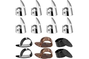 SKRFREN 14 PCS Steel Finger Picks Set, Adjustable Banjo Picks Including 8 Stainless Steel Finger and Thumb Picks 6 Plastic Finger Picks, Bass Fingerpicks for Harp Bass Pick Guitar Banjo, Assorted Colors