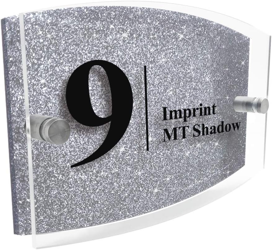 EDSG Modern House Sign Plaque Door Number Personalised Glass Effect