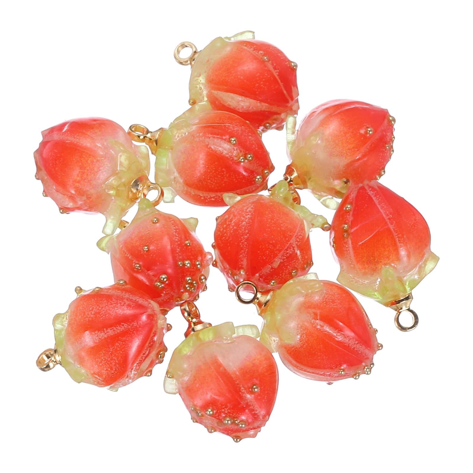 PATIKIL 0.6x0.4 Flower Beads, 10Pcs Acrylic Flower Buds Beads Mini Rose Charm for Bracelets, Earrings, Necklaces, Jewelry Making and DIY Crafts, Red