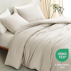 CozyLux Beige Comforter Set Full Size, 3 Pieces
