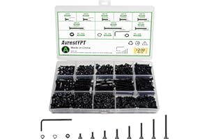 AVRESTYPT 1200 Pcs M3 Countersunk Screws Screws Assortment kit Flat Head Screws Machine Screws Phillips Bolts Nuts Washers Assortment Kit with Screwdriver for Electronics, Machinery - M3x6/8/10/12/16/20/25/30mm