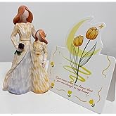 PITI Mother and Daughter Figurines Statues, Gift for Mother from Daughter, Resin Love Decoration Sculptures with Gift Card, Memorial Gifts for Birthday Mother’s Day Christmas Day