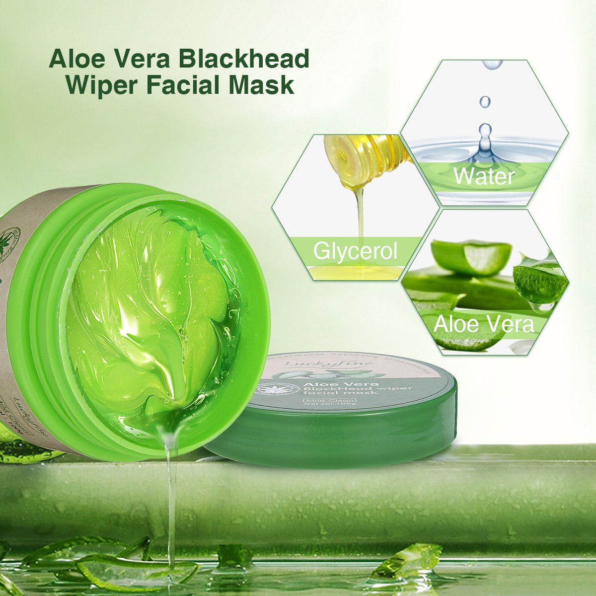 LuckyFine Aloe Vera Peel Off Facial Mask - Blackhead Removal - Purifying Deep Cleansing - Acne Treatment - Oil Control - Facial Moisturizing - Face Whitening - Soothing & Moisture Skin : Beauty