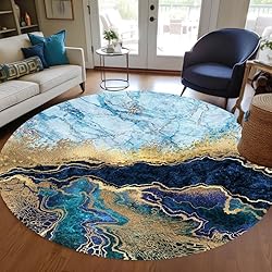 Turquoise Gold Marble Texture Modern Abstract Round